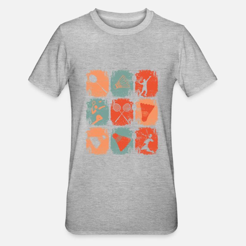 Badminton Rétro - T-shirt polycoton Unisexe - gris chiné