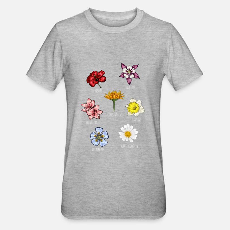 Blumenarten Blumen - Unisex Polycotton T-Shirt - Grau meliert