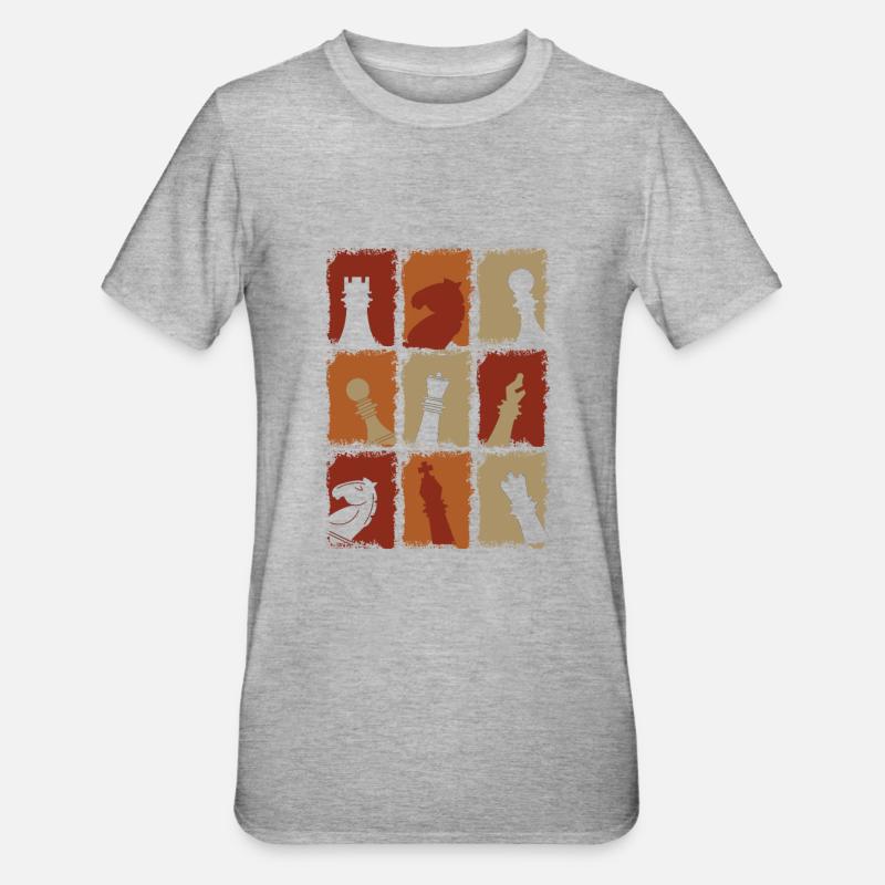 Pièces d’échecs Rétro - T-shirt polycoton Unisexe - gris chiné