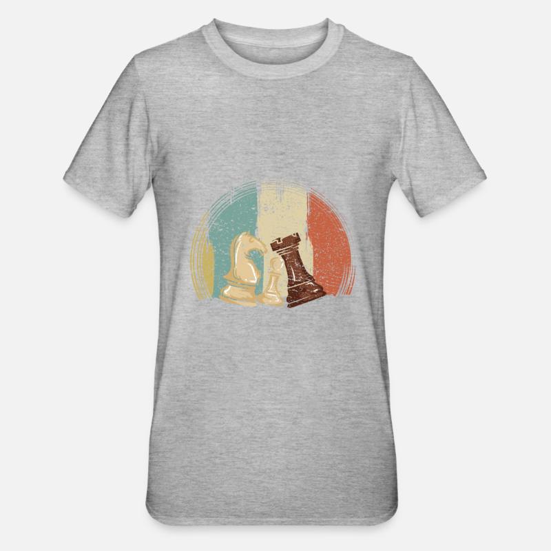 Pièces d’échecs Échecs Rétro - T-shirt polycoton Unisexe - gris chiné