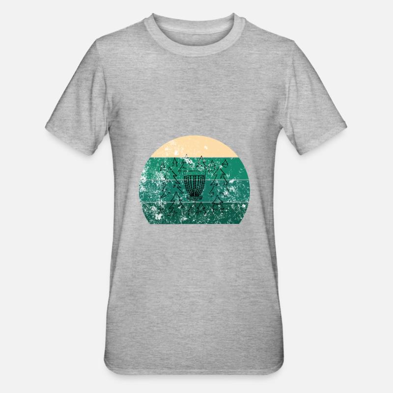 Disc Golf Basket Retro - T-shirt polycoton Unisexe - gris chiné