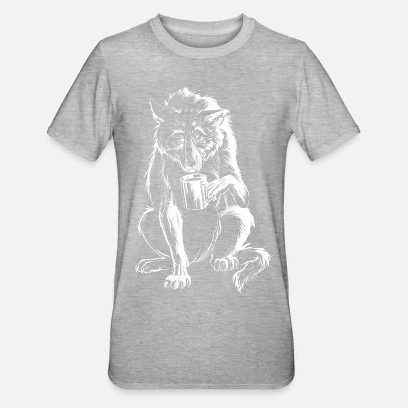 wolf - Unisex Polycotton T-Shirt - Grau meliert