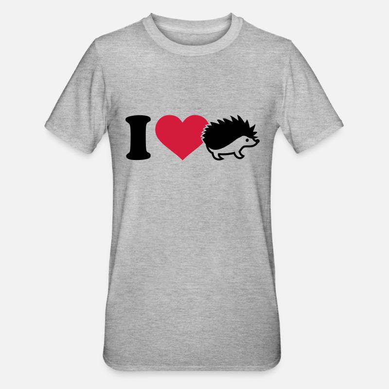 I love Hérisson - T-shirt polycoton Unisexe - gris chiné
