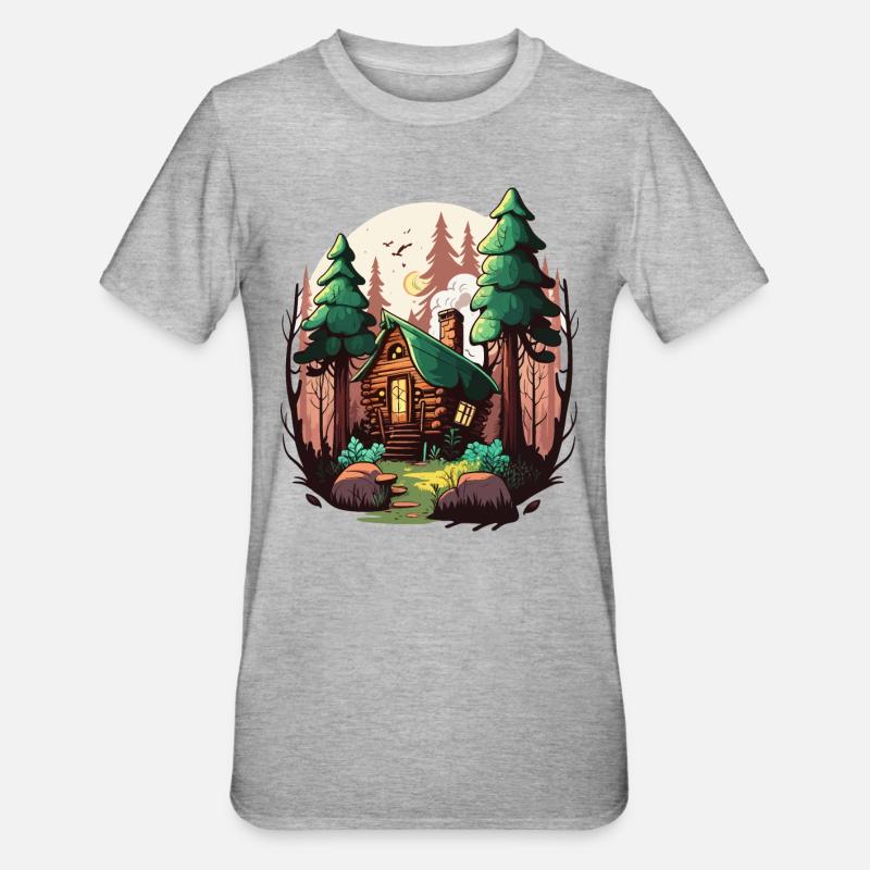 Retraite en forêt - T-shirt polycoton Unisexe - gris chiné