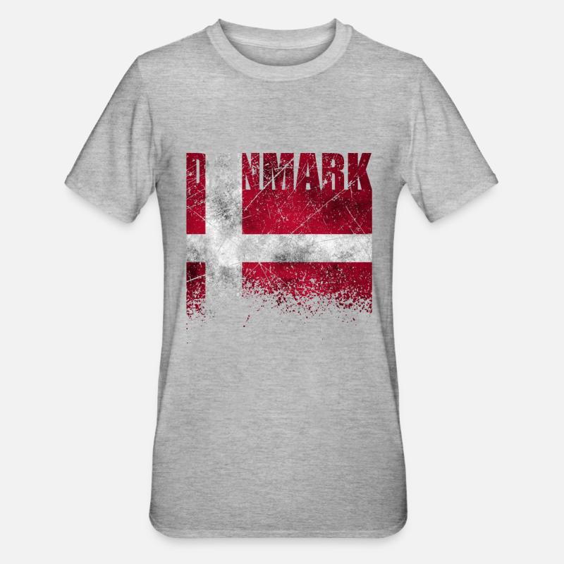 Danemark drapeau drapeau danois scandinavie vacances - T-shirt polycoton Unisexe - gris chiné