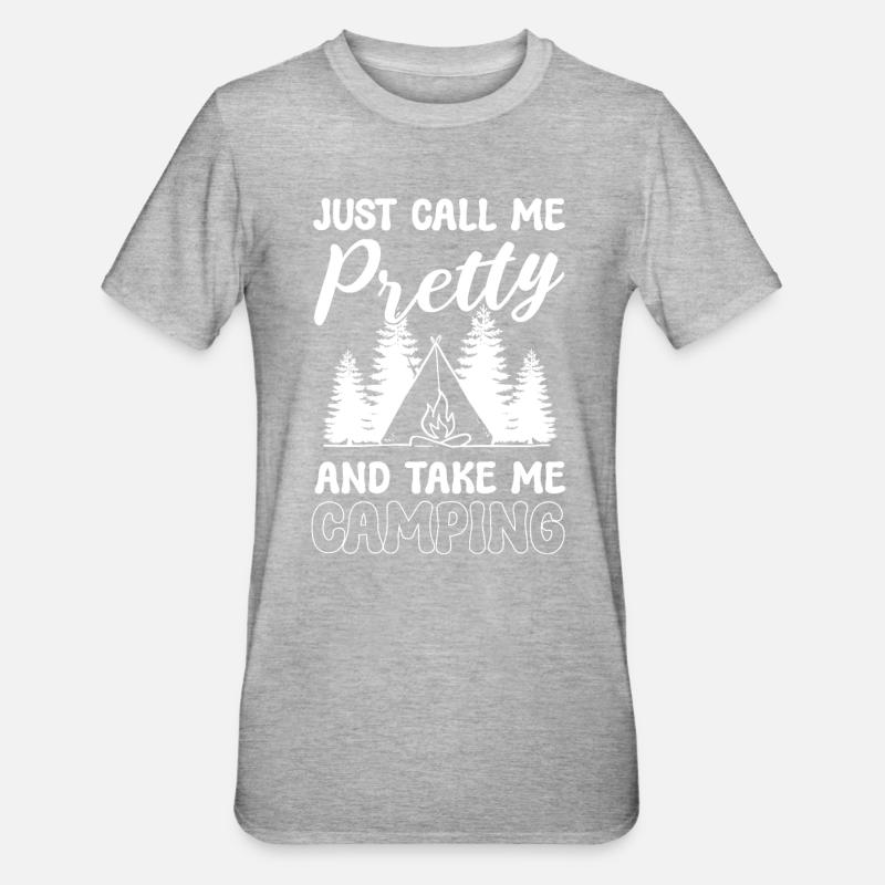 Hübsches Camping-Mädchen Backpacker - Unisex Polycotton T-Shirt - Grau meliert