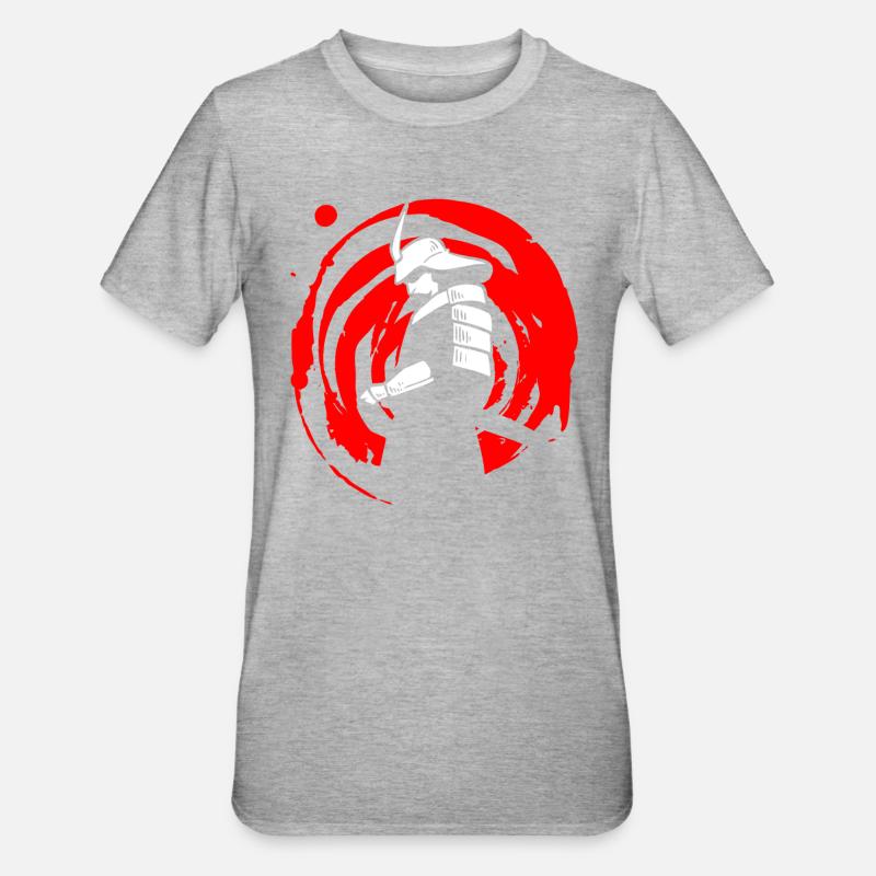 Samurai Warrior japanisch - Unisex Polycotton T-Shirt - Grau meliert