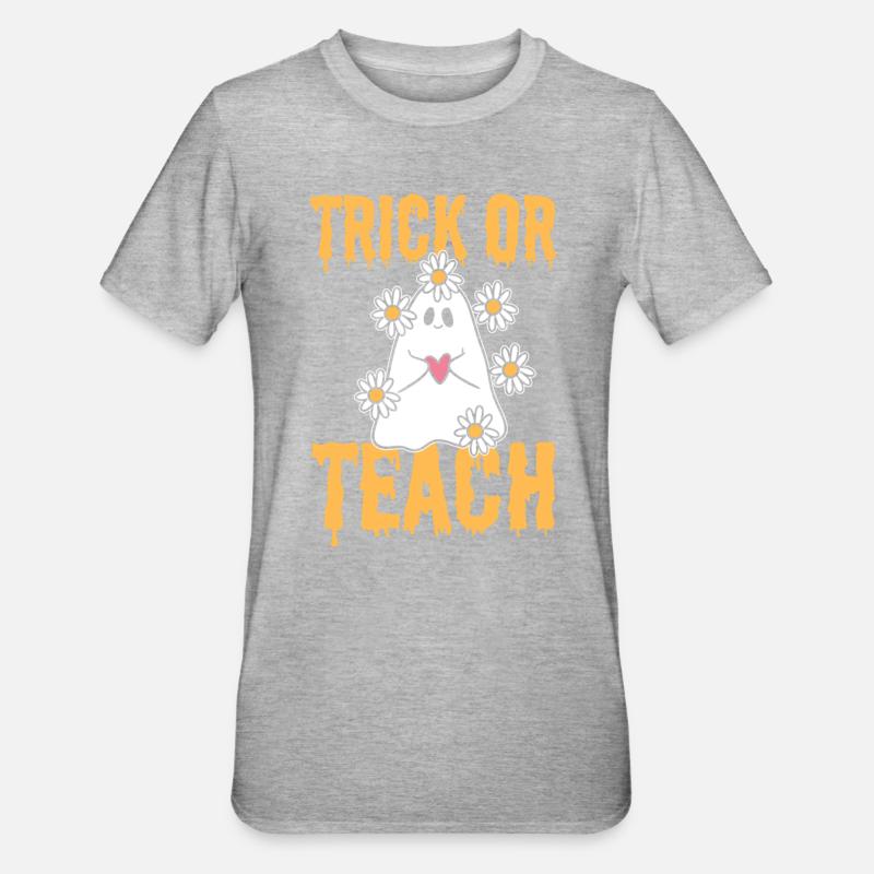 Trick Or Teach Lehrer - Unisex Polycotton T-Shirt - Grau meliert