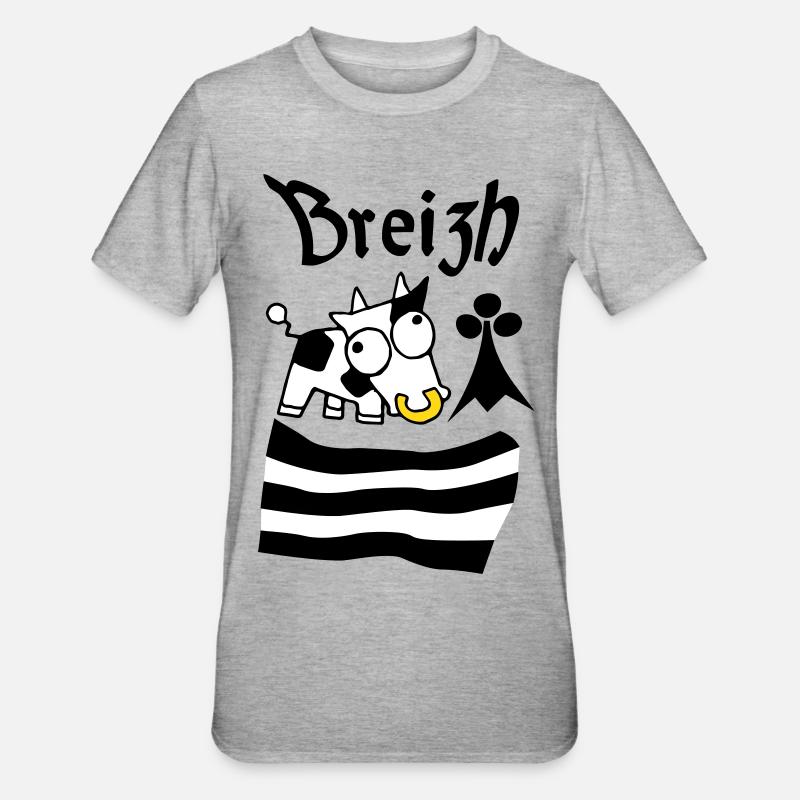 Breizh Bretagne - T-shirt polycoton Unisexe - gris chiné