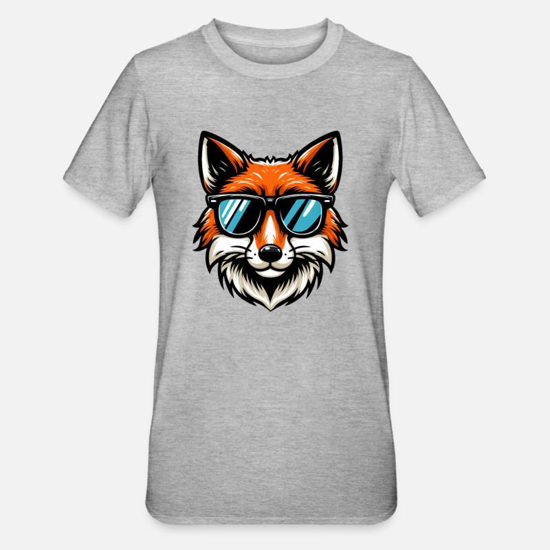 Cool fox with sunglasses - Unisex Polycotton T-Shirt - heather grey
