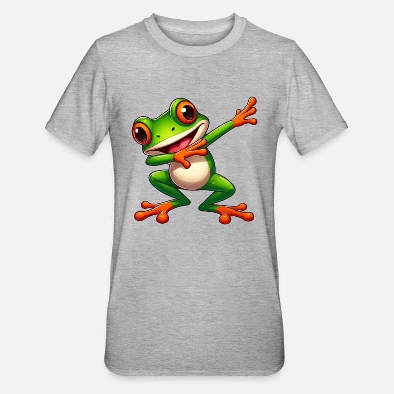 Cool Frog Dabbing Toad Style - Unisex Polycotton T-Shirt - heather grey