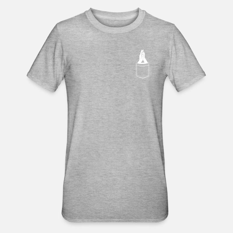 Main + Patte de chien - High Five dans la poche - T-shirt polycoton Unisexe - gris chiné