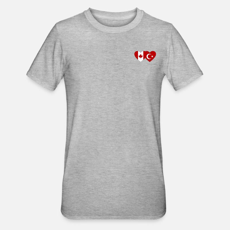 Canada Dinde Drapeau Coeur - T-shirt polycoton Unisexe - gris chiné