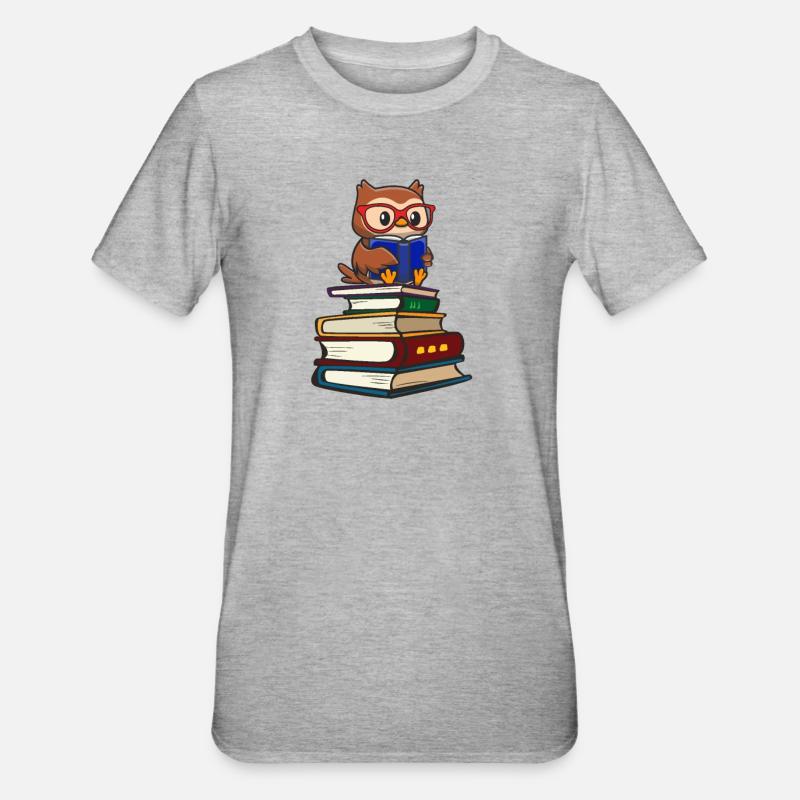 Eule - Unisex Polycotton T-Shirt - Grau meliert
