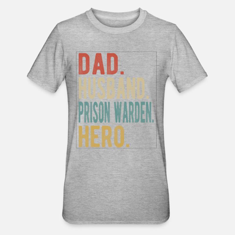 Fængselsinspektør Far mand helt - Unisex polycotton T-shirt - grå meleret