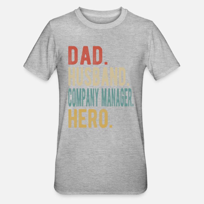 Geschäftsführer Papa Ehemann Held - Unisex Polycotton T-Shirt - Grau meliert