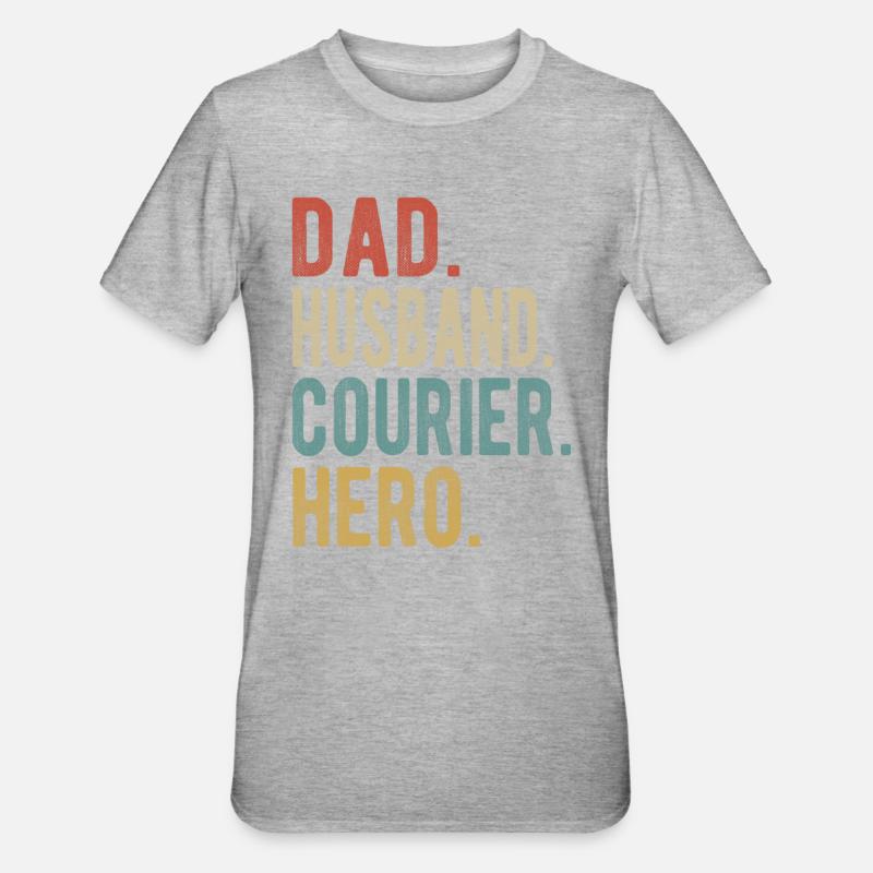 Kurier Papa Ehemann Held - Unisex Polycotton T-Shirt - Grau meliert