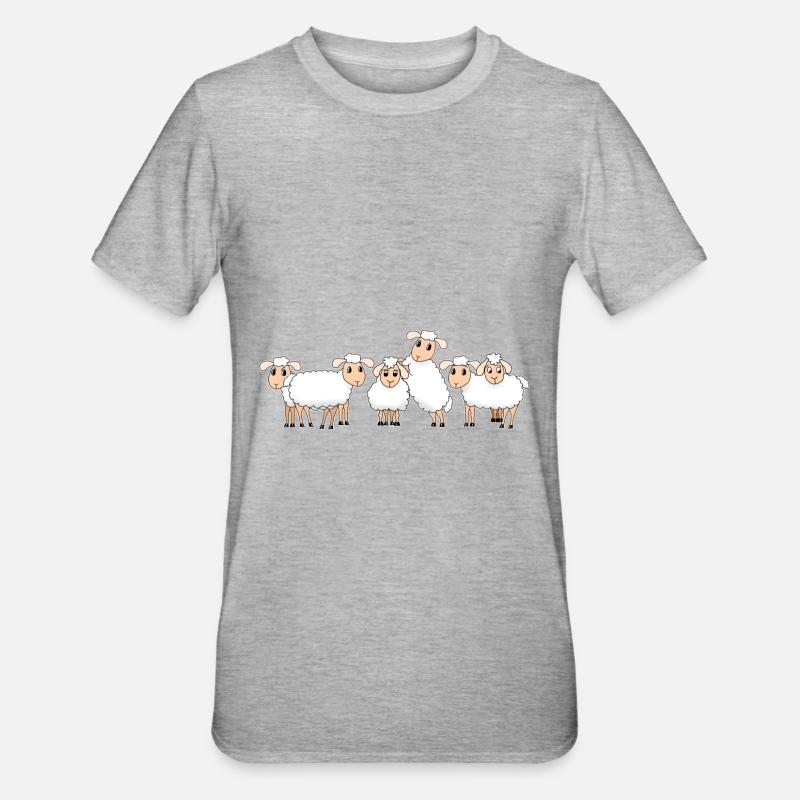 Schäfchen - Unisex Polycotton T-Shirt - Grau meliert
