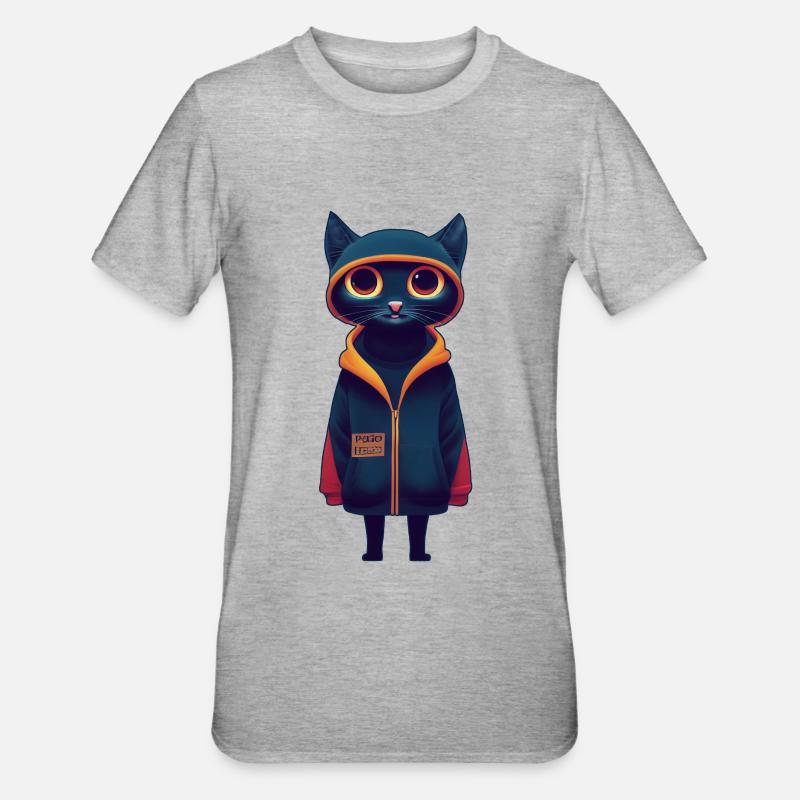 Katze im Pullover - Unisex Polycotton T-Shirt - Grau meliert