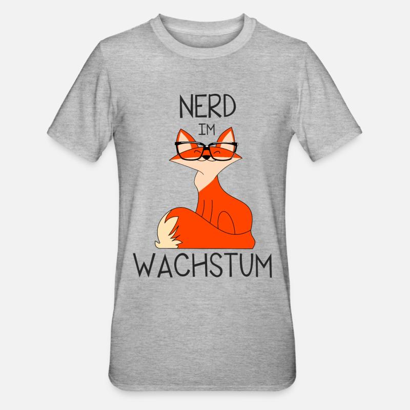 Fuchs-Nerd - Unisex Polycotton T-Shirt - Grau meliert