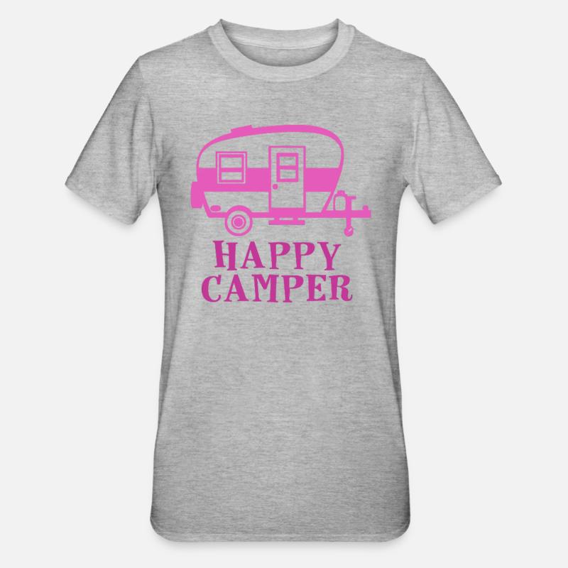 Glückliche Camper Wandershirt - Unisex Polycotton T-Shirt - Grau meliert