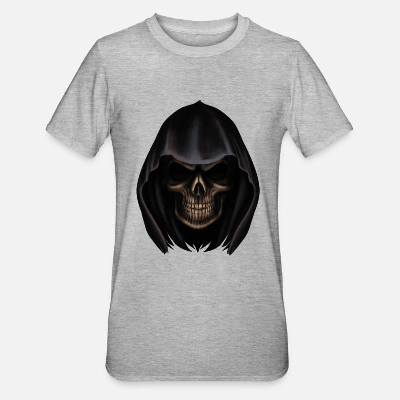 Sensenmann Kopf - Unisex Polycotton T-Shirt - Grau meliert
