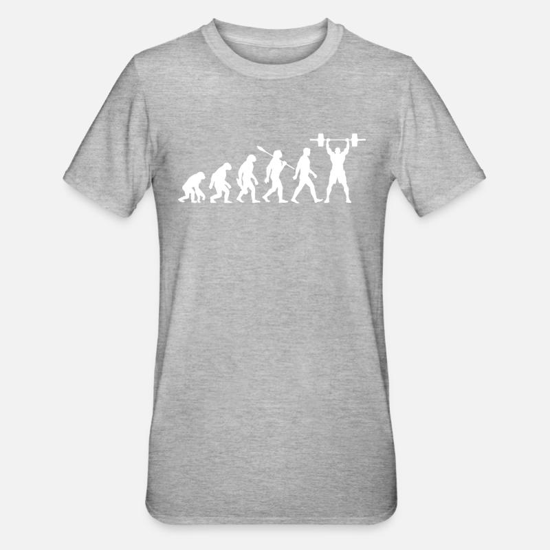 Evolution - Haltérophilie - Musculation - T-shirt polycoton Unisexe - gris chiné