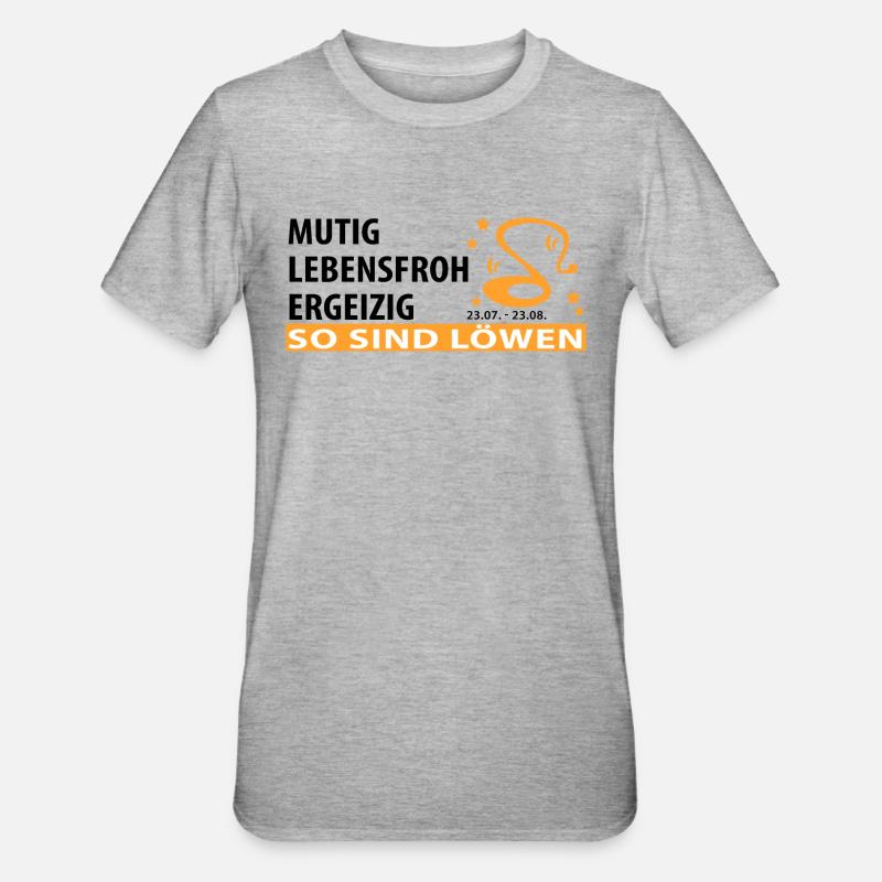 Sternzeichen Löwe - Eigenschaften - Unisex Polycotton T-Shirt - Grau meliert
