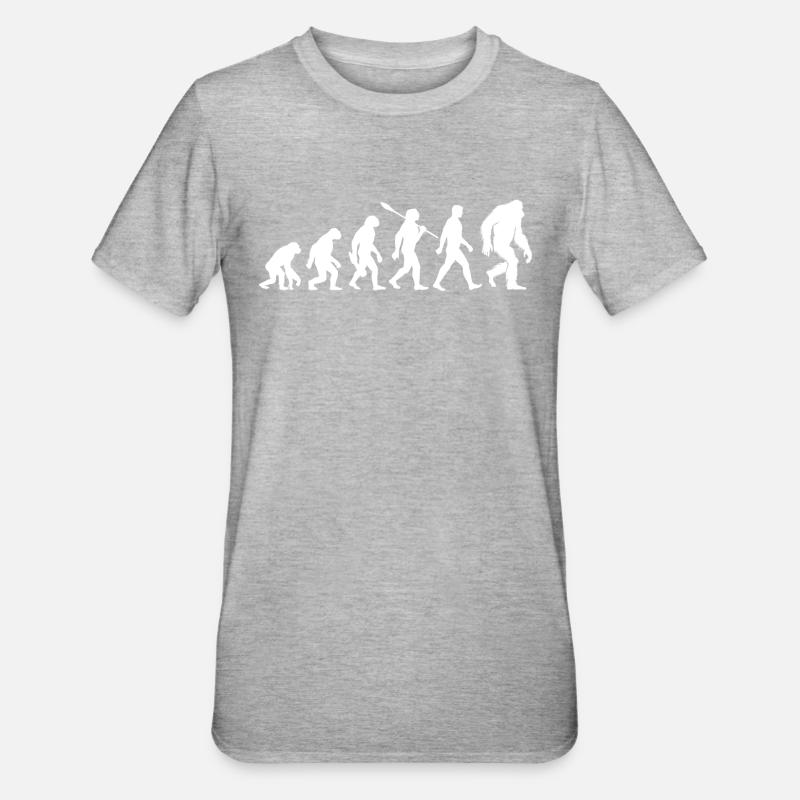 Evolution - Bigfoot - Yeti - Unisex Polycotton T-Shirt - heather grey