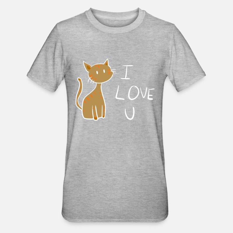 chat brun je t’aime - T-shirt polycoton Unisexe - gris chiné