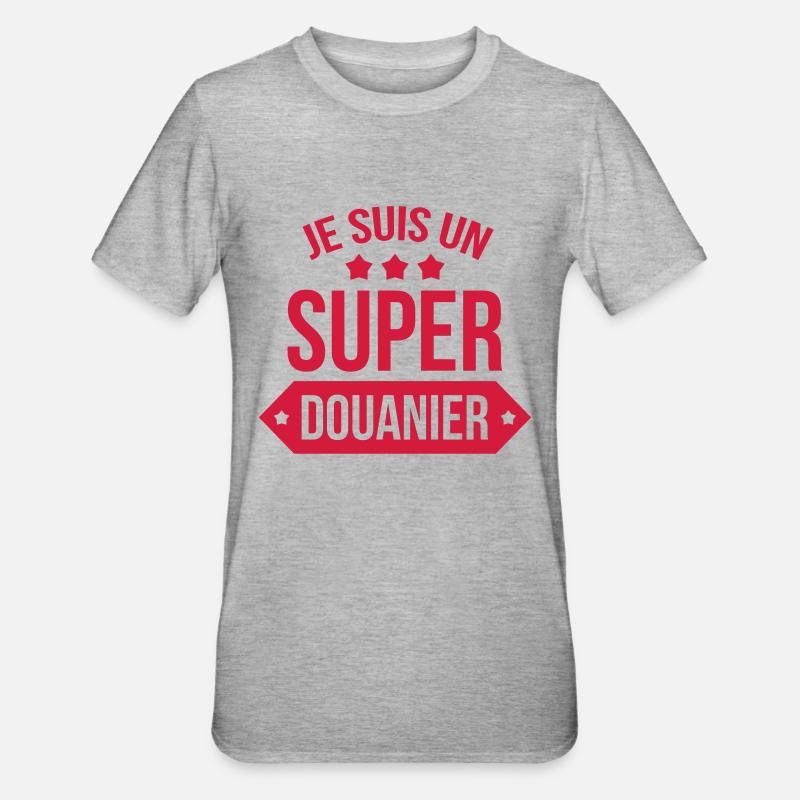 Douanier / Douane / Douanière / Police / Frontière - T-shirt polycoton Unisexe - gris chiné