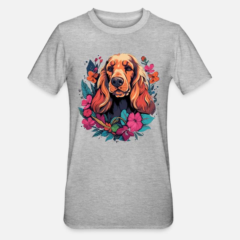 Cocker Spaniel Dog Gift - Unisex Polycotton T-Shirt - heather grey