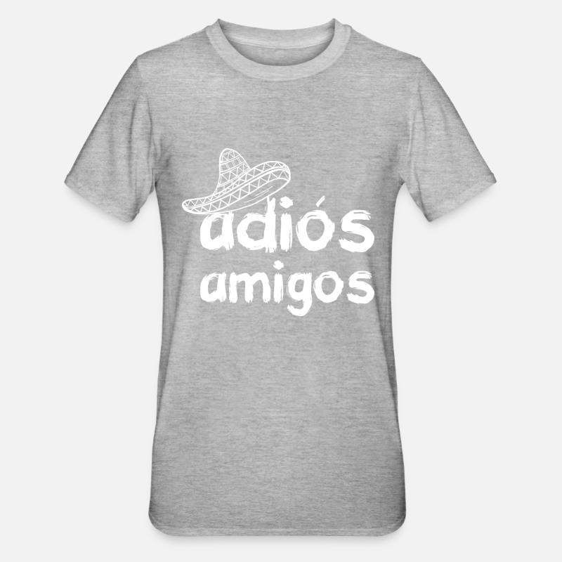 adiós amigos, white - T-shirt polycoton Unisexe - gris chiné