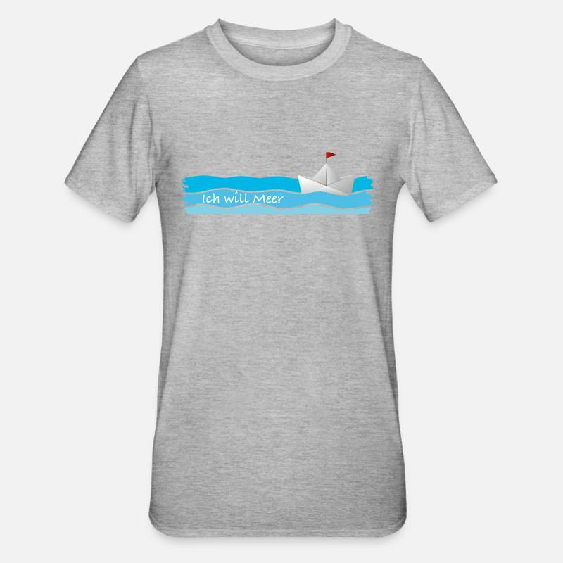 Ich will Meer - Unisex Polycotton T-Shirt - Grau meliert