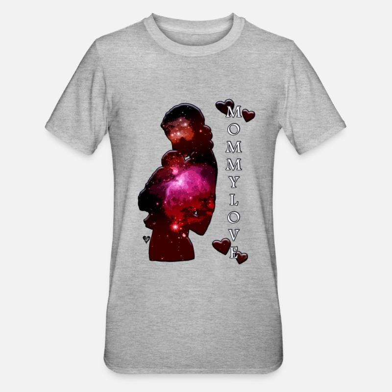 Mutter Kind Illustration Liebe Silhouette - Unisex Polycotton T-Shirt - Grau meliert