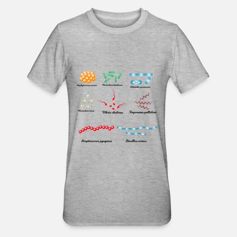 Les bactéries célèbres - pathogènes - T-shirt polycoton Unisexe - gris chiné