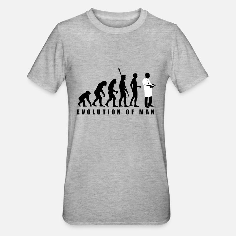 evolution_arzt_2c - Unisex Polycotton T-Shirt - Grau meliert