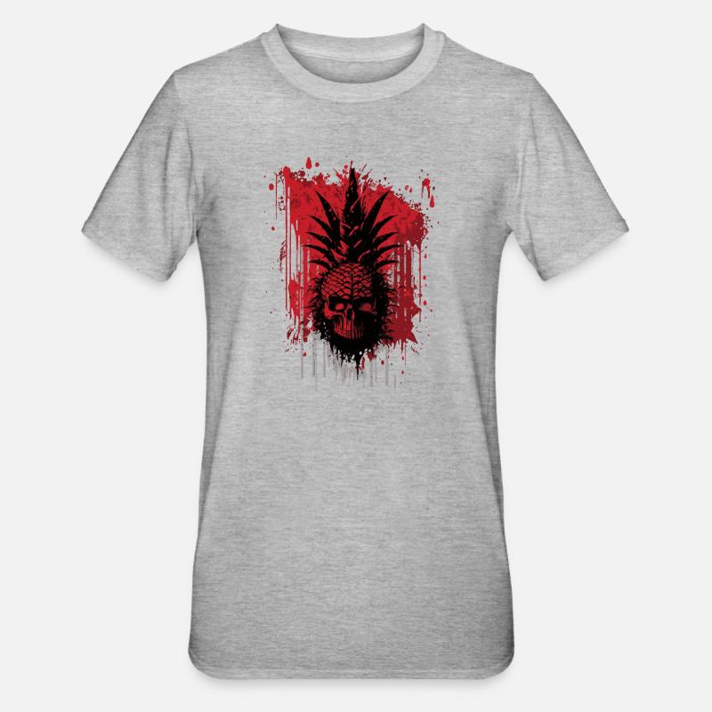 Fruit d’ananas effrayant - T-shirt polycoton Unisexe - gris chiné