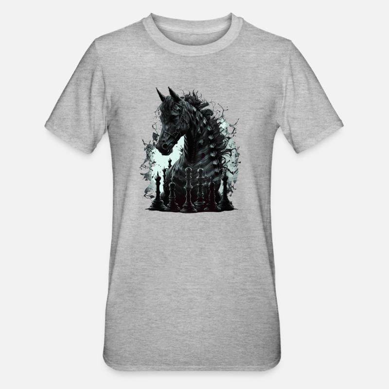 Cheval d’échecs chevalier - T-shirt polycoton Unisexe - gris chiné