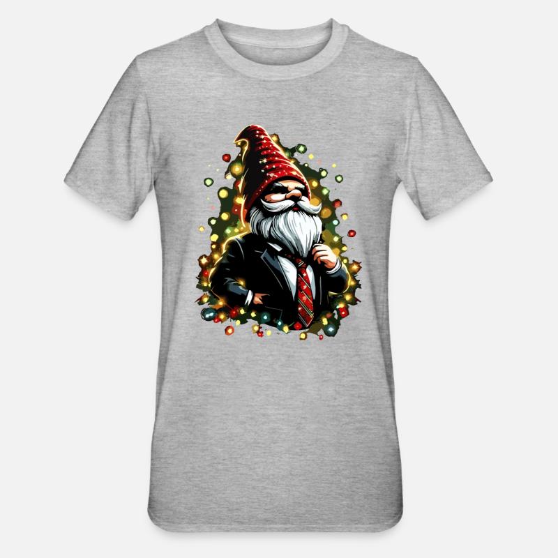 Chef Wichtel mit Lichterkette - Unisex Polycotton T-Shirt - Grau meliert