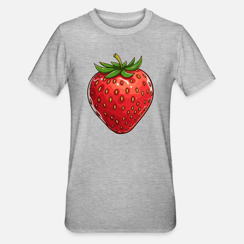 Erdbeere - Unisex Polycotton T-Shirt - Grau meliert