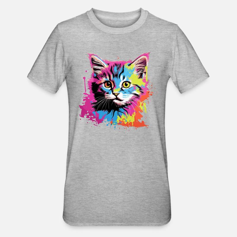 Chat cool - T-shirt polycoton Unisexe - gris chiné