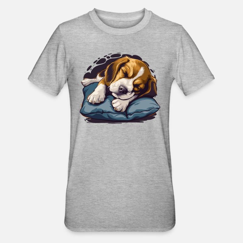 Sleeping Beagle - Unisex Polycotton T-Shirt - heather grey