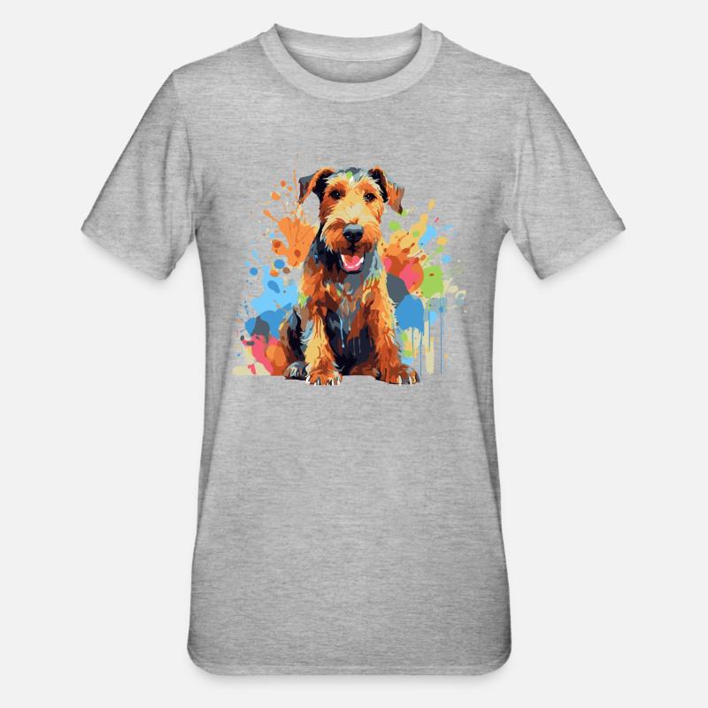 Drahthaar Foxterrier - Unisex Polycotton T-Shirt - Grau meliert
