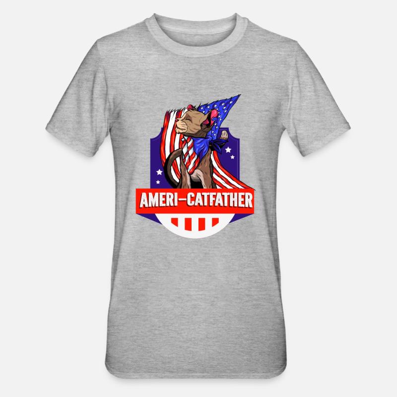 Ameri-catfather July 4 Independence Day - Unisex Polycotton T-Shirt - heather grey