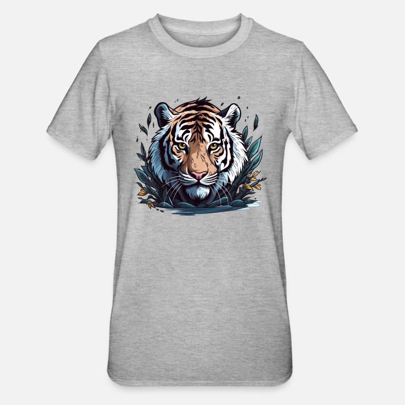 Tiger elegantly realistic - Unisex Polycotton T-Shirt - heather grey