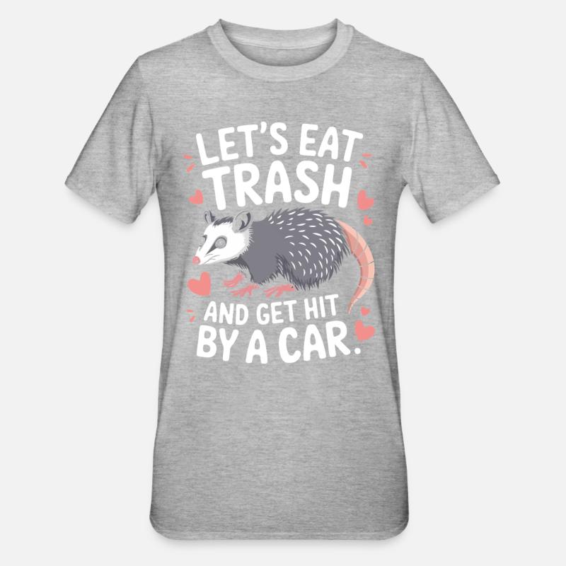 Opossum Possum Tier - Unisex Polycotton T-Shirt - Grau meliert