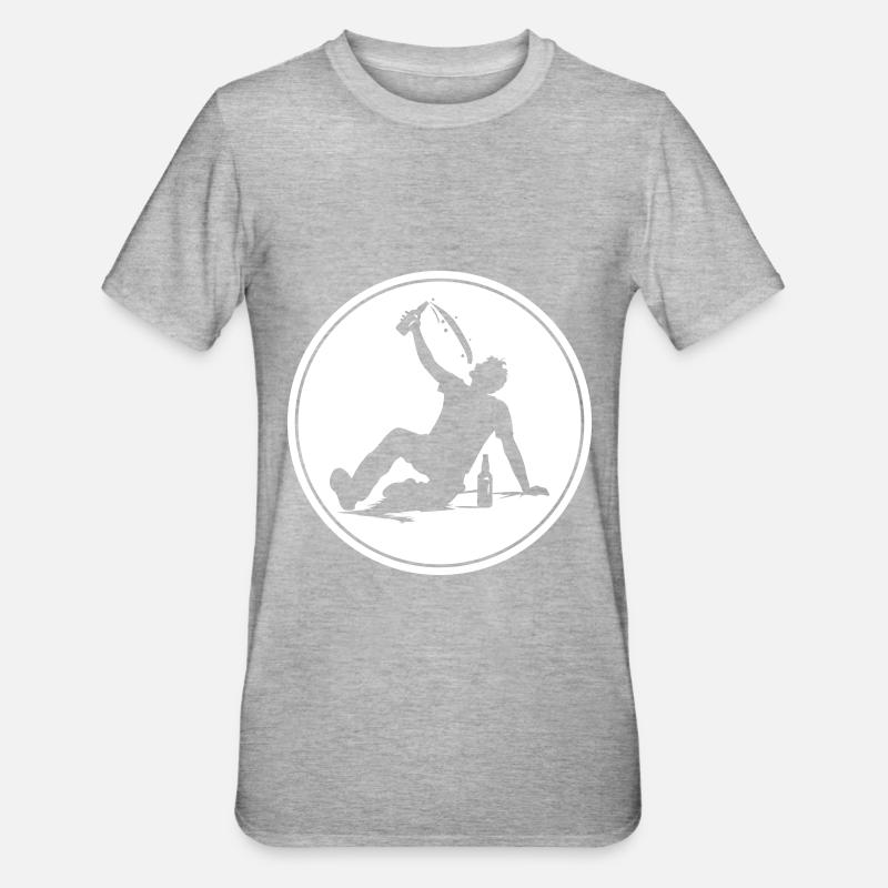 Drinking Bier Silhouette - Unisex Polycotton T-Shirt - Grau meliert
