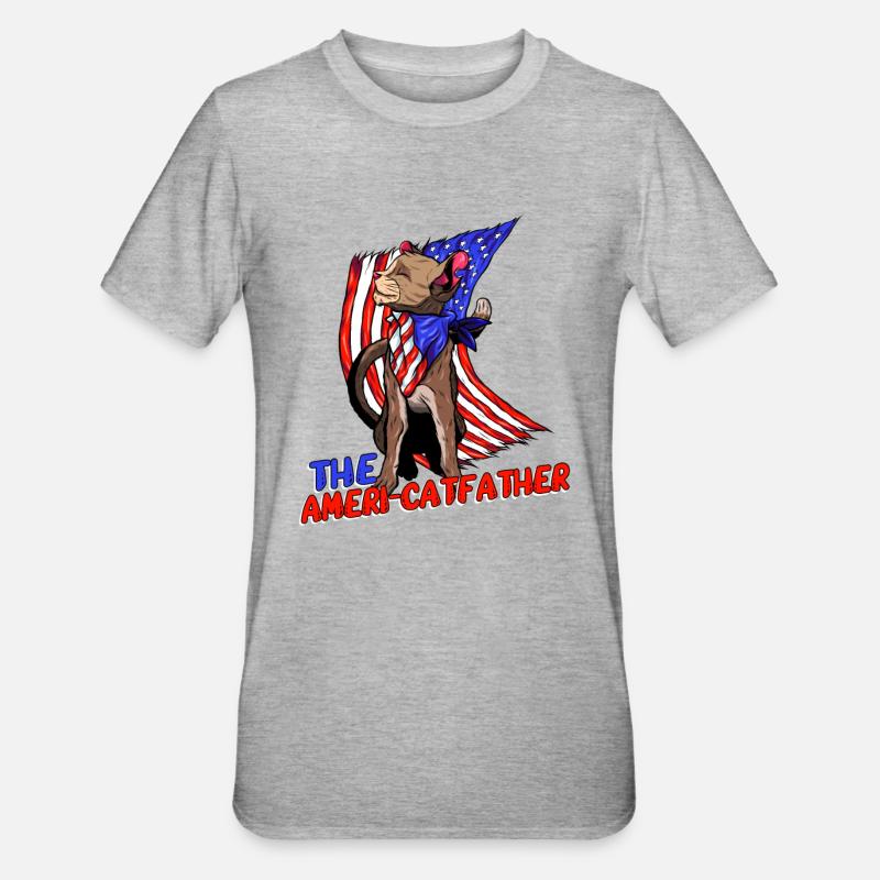 Ameri-catfather July 4 Independence Day - Unisex Polycotton T-Shirt - heather grey