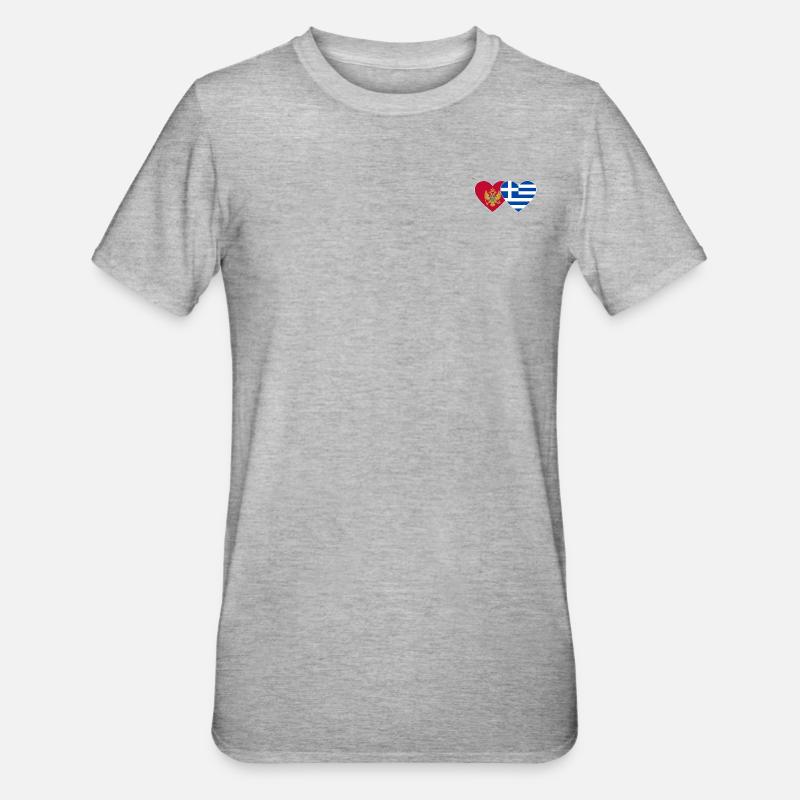 Monténégro Grèce drapeau - T-shirt polycoton Unisexe - gris chiné